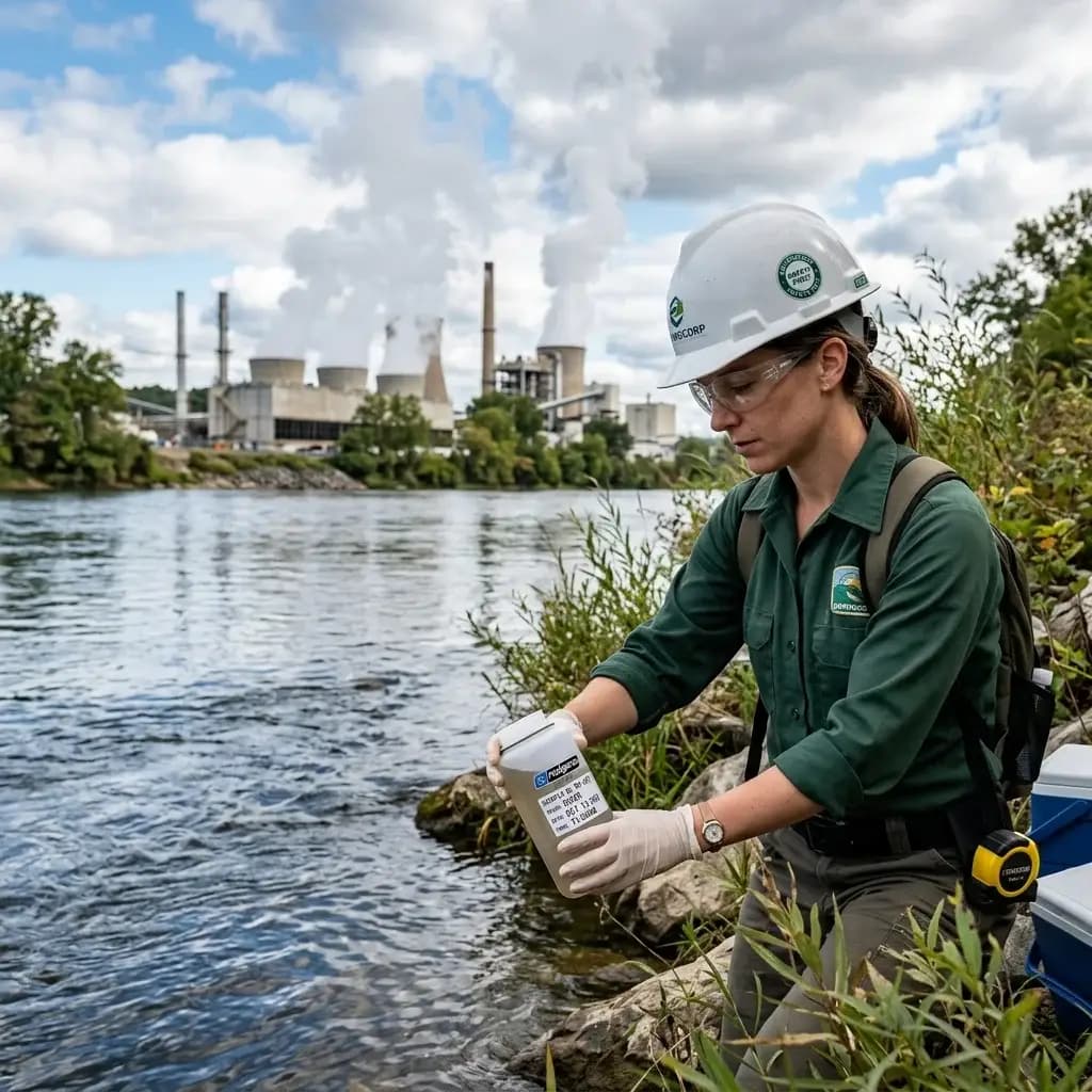 Environmental specialist collecting a field sample