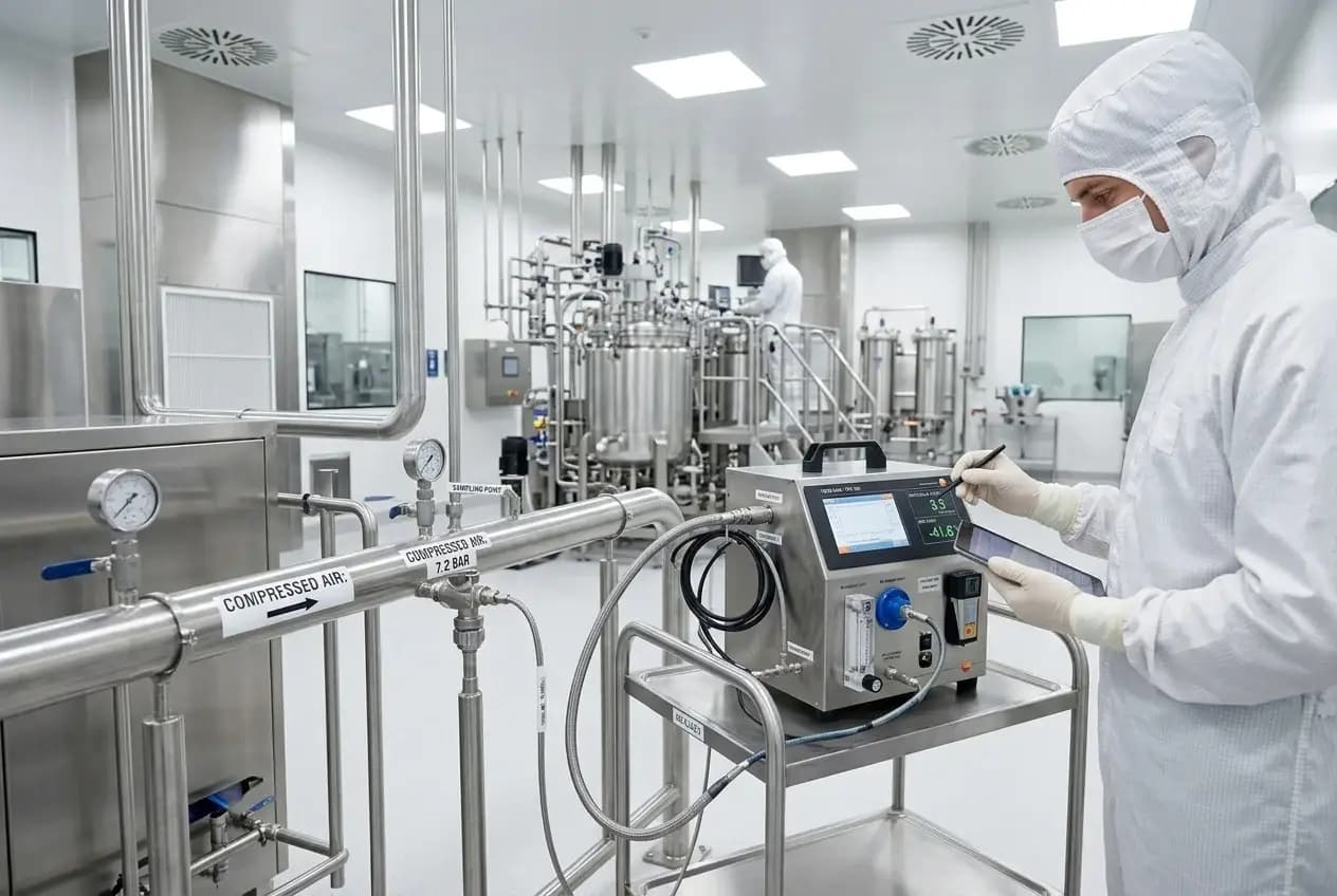 Testing compressed air quality parameters