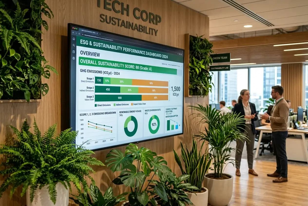 Specialist checking carbon emissions tracking metrics