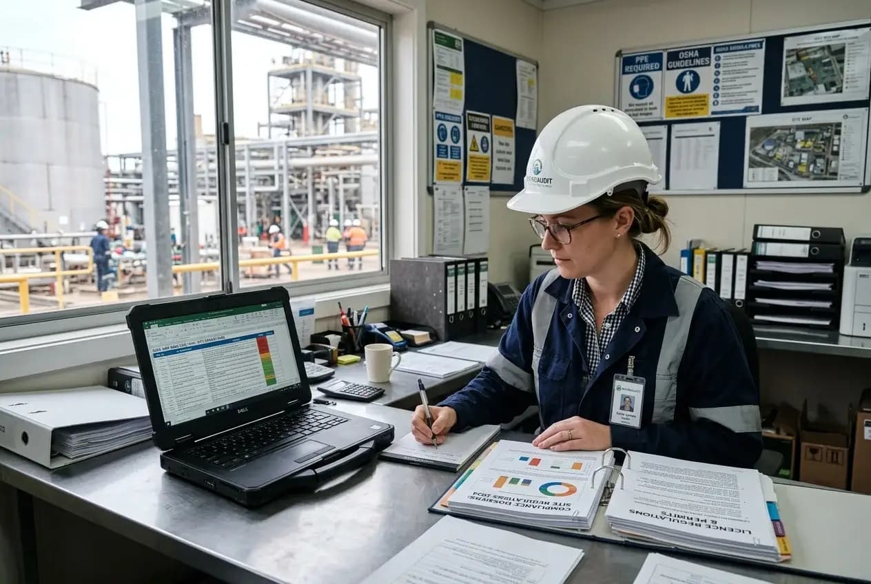 Specialist compiling environmental audit findings