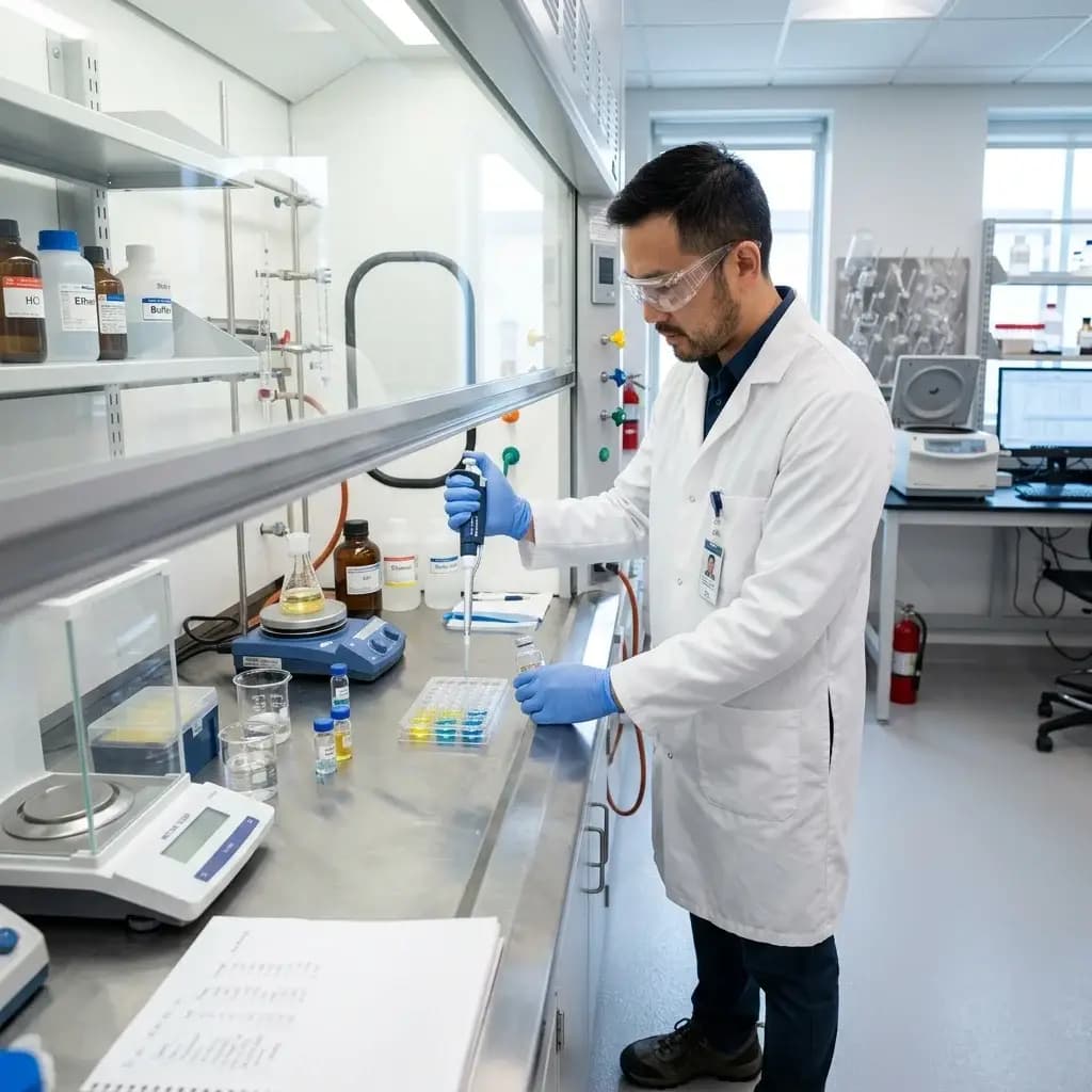 Water quality testing inside an environmental laboratory