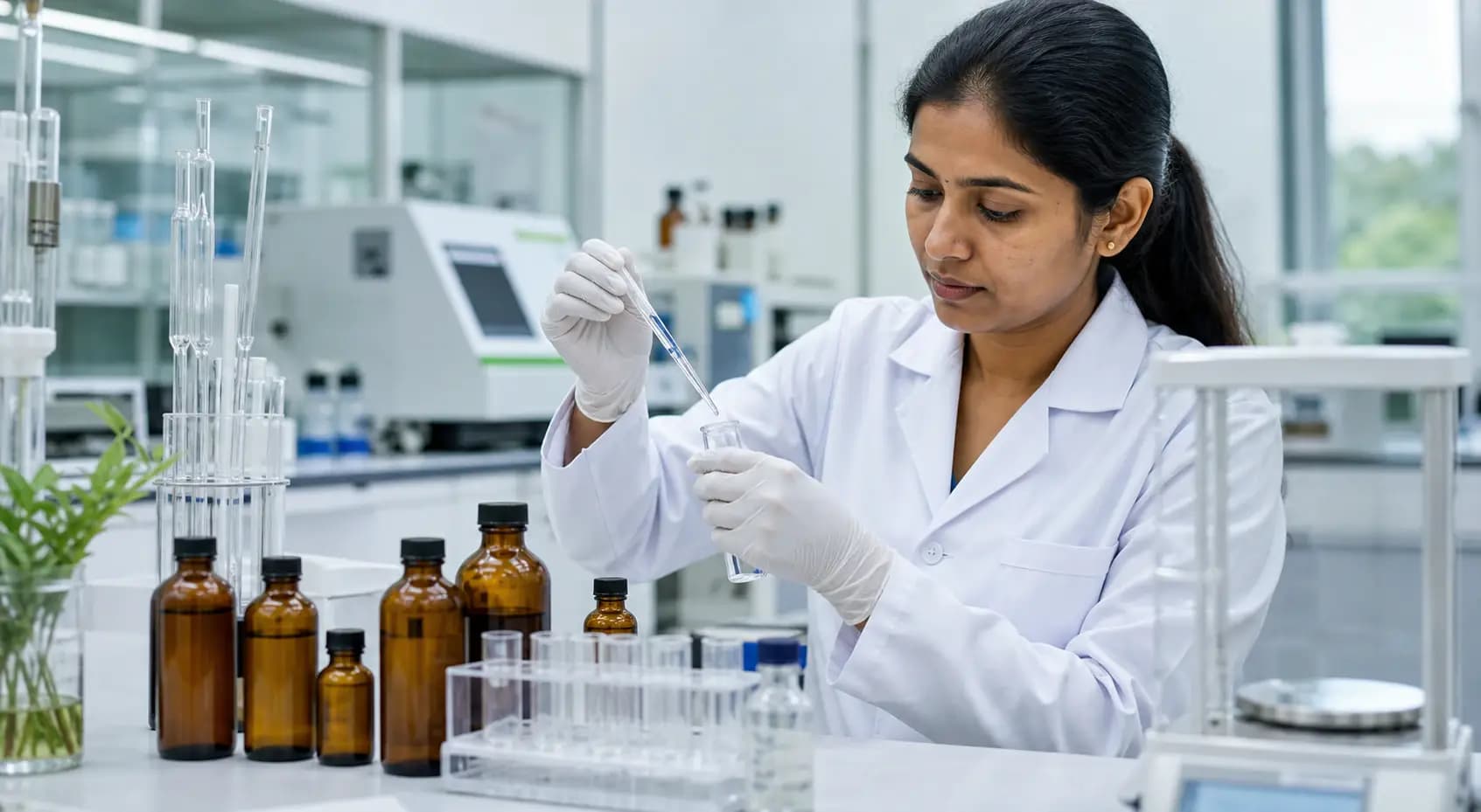 Laboratory scientist preparing environmental samples for analysis